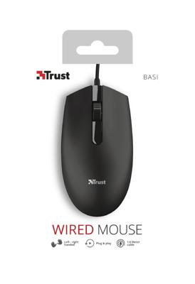 Trust BASI WIRED MOUSE Muis Zwart Trust BASI WIRED MOUSE Muis Zwart