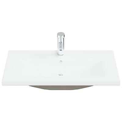 Inbouwwastafel met kraan 81x39x18 cm keramiek wit - thumbnail