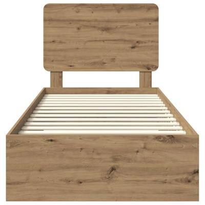 Bedframe met hoofdeinde Artisan Eiken 90 x 200 cm Bewerkt hout