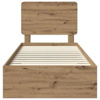 Bedframe met hoofdeinde Artisan Eiken 90 x 200 cm Bewerkt hout - thumbnail
