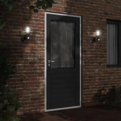 VidaXL Buitenwandlamp met sensor roestvrij staal zwart VidaXL Buitenwandlamp met sensor roestvrij staal zwart