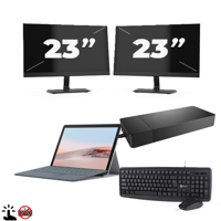 Microsoft Surface Go 2 (Zonder Toetsenbord) - Intel Core m3-8e Generatie - 10 inch - Touch - 4GB RAM - 64GB SSD - Windows 11 Home + 2x 23 inch Monitor - thumbnail