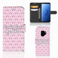 Samsung Galaxy S9 Portemonnee Hoesje Flowers Pink DTMP - thumbnail