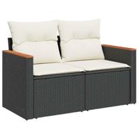 6-delige Loungeset met kussens poly rattan acacia zwart - thumbnail