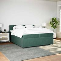 Boxspring met matras fluweel donkergroen 200x200 cm - thumbnail