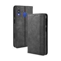 Magnetische Buckle retro textuur horizontale Flip lederen case voor Galaxy M20 met houder & kaartsleuven & portemonnee (zwart) - thumbnail
