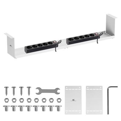 Maclean compacte kabelgoot voor onder het bureau, max. belasting 5 kg, wit, MC-107 W