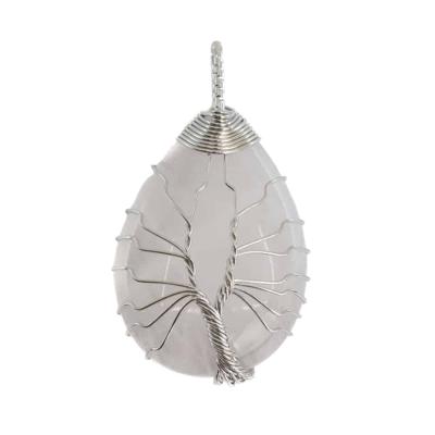 Edelsteen Hanger Levensboom Rozenkwarts (4 cm)
