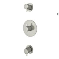 Douchekraan Hotbath Laddy Inbouw Thermostatisch Rond Geborsteld Nikkel 3 Greeps - thumbnail