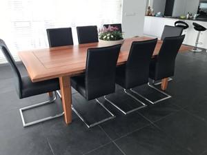 Set van 8 leren eetkamerstoelen - met sledepoot - zwart leer - Echt leer, Industrieel, ontdek de vele Leersoorten en Kleuren bij ShopX