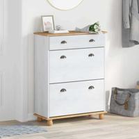 Schoenenkast ASKIM Wit 85 x 35 x 108 cm Massief grenenhout - thumbnail