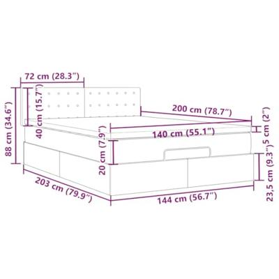 Ottoman bed met matras en LED's 140x200cm stof lichtgrijs