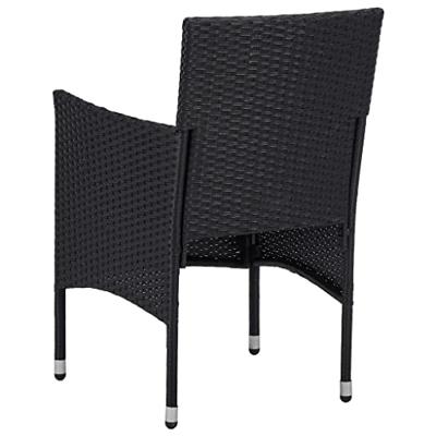 3-delige Tuinset poly rattan en gehard glas zwart - thumbnail