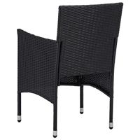 3-delige Tuinset poly rattan en gehard glas zwart - thumbnail