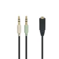Audio Adapter - microconnect - 2x3.5mm-3.5mm - M/F - 0.4m - Zwart - thumbnail