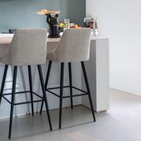 Richmond Barstoel 'Brooke' Chenille, kleur Crème (zithoogte 78cm) - thumbnail