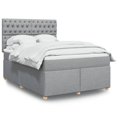 Boxspring met matras stof lichtgrijs 140x190 cm