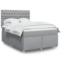 Boxspring met matras stof lichtgrijs 140x190 cm - thumbnail