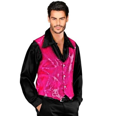 Paillettenvest roze man - thumbnail