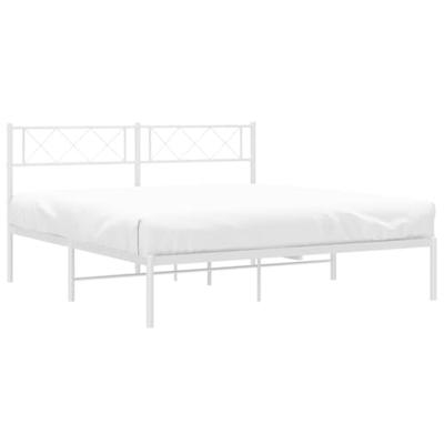 Bedframe met hoofdbord metaal wit 135x190 cm