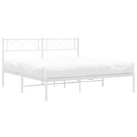 Bedframe met hoofdbord metaal wit 135x190 cm - thumbnail