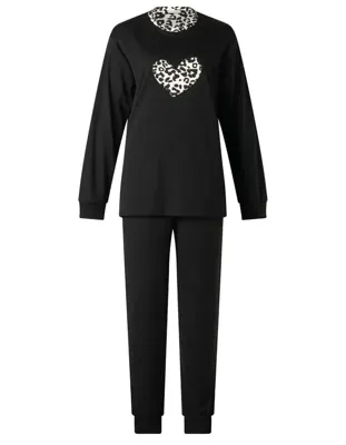 Lunatex dikke tricot dames pyjama - Lange mouwen - Heart