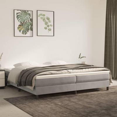 Boxspring met matras fluweel lichtgrijs 200x200 cm