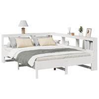 Bed met boekenkast zonder matras grenenhout wit 150x200 cm - thumbnail