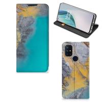 OnePlus Nord N10 5G | Standcase | Marble Blue Gold - thumbnail