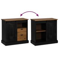 Dressoir HALDEN schuifdeur zwart 80x40x80 cm massief hout grijs - thumbnail