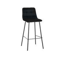 LABEL51 Barkruk 'Bistro' Velvet, kleur Zwart (zithoogte 78cm) - thumbnail