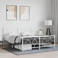 Bedframe met hoofd- en voeteneinde metaal wit 150x200 cm - thumbnail