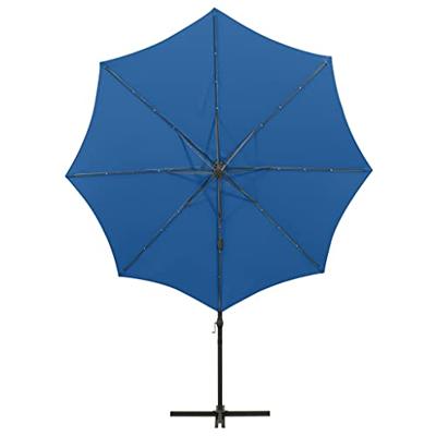 VidaXL Zweefparasol met paal en led-verlichting 300 cm azuurblauw
