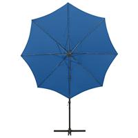 VidaXL Zweefparasol met paal en led-verlichting 300 cm azuurblauw - thumbnail