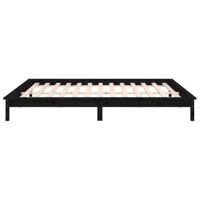 Bedframe LED massief hout zwart 200x200 cm - thumbnail
