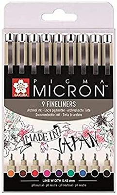 Sakura pigma micron 05 etui met 9 kleuren