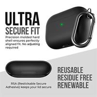 KeyBudz AirPods Pro Case met sleutelhanger Hybrid Shell serie compatibel met AirPod Pro Case Cover (zwart) - thumbnail