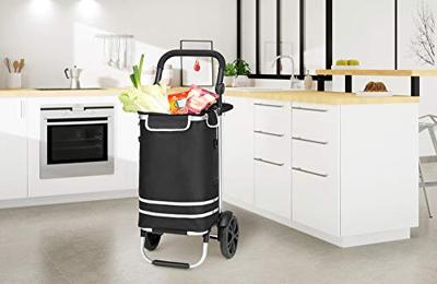 Boodschappentrolley, zwart, met koelvak, tas afneembaar