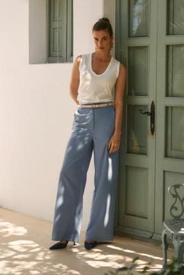 Lexie stripe trousers - mid blue/off white - 12910