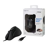 LogiLink ID0158 Ergonomische muis USB Optisch Zwart 5 Toetsen 1000 dpi Ergonomisch - thumbnail