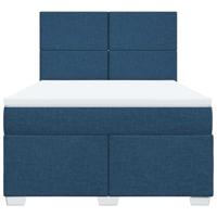 Boxspring met matras stof blauw 140x190 cm - thumbnail
