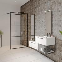 Riho Grid douchewand 140x200cm zwart profiel en helder glas G004028121 - thumbnail