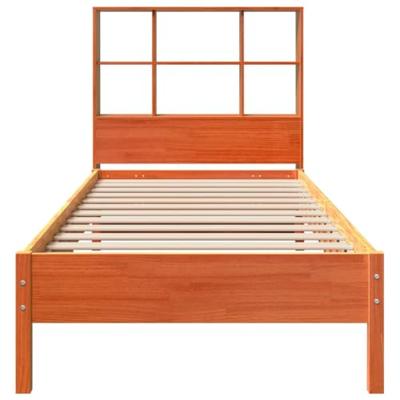 Bed met boekenkast zonder matras grenenhout wasbruin 100x200 cm