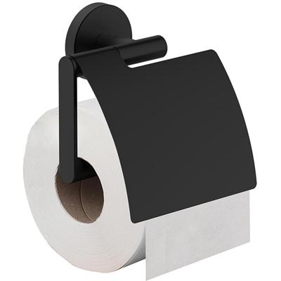 Wiesbaden Alonzo Toiletrolhouder met Klep - Mat Zwart