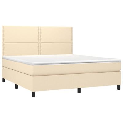 Boxspring met matras stof crèmekleurig 200x200 cm