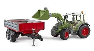 Bruder Fendt Vario 211 met Voorlader en Aanhanger - thumbnail