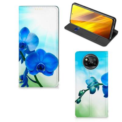 Xiaomi Poco X3 Pro | Poco X3 Smart Cover Orchidee Blauw - Cadeau voor je Moeder Xiaomi Poco X3 Pro | Poco X3 Smart Cover Orchidee Blauw - Cadeau voor je Moeder