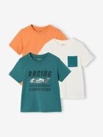 Set van 3 T-shirt met korte mouwen petrolblauw - thumbnail