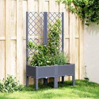 VidaXL Plantenbak met latwerk 80x40x142 cm polypropeen blauwgrijs - thumbnail