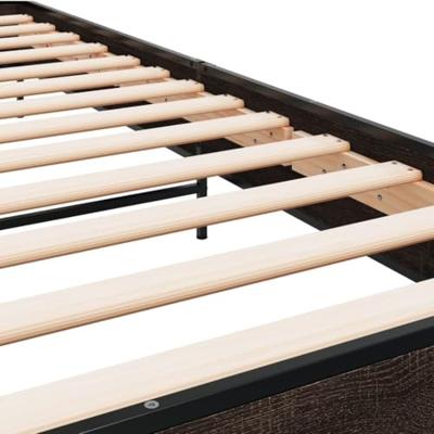Bedframe bewerkt hout en metaal bruin eikenkleurig 90x190 cm Bedframe bewerkt hout en metaal bruin eikenkleurig 90x190 cm